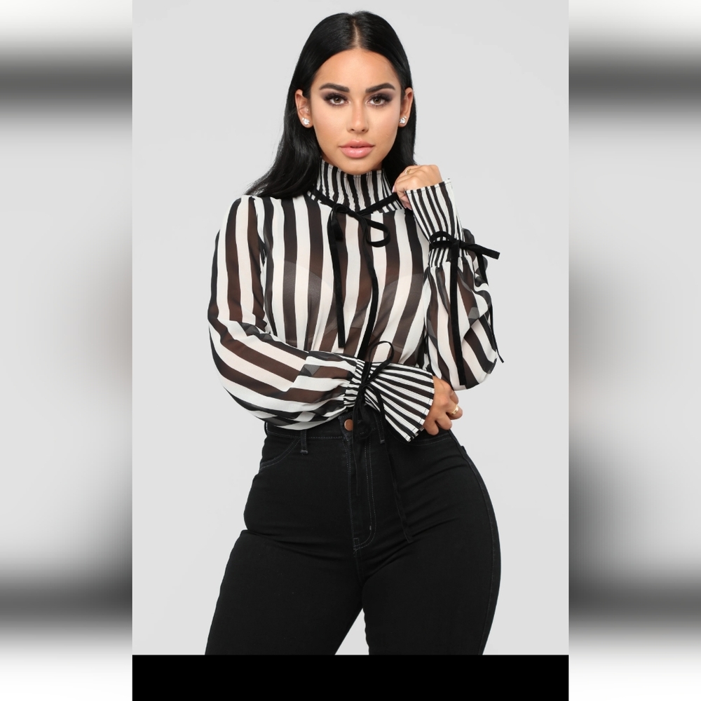Black and White striped bodysuit